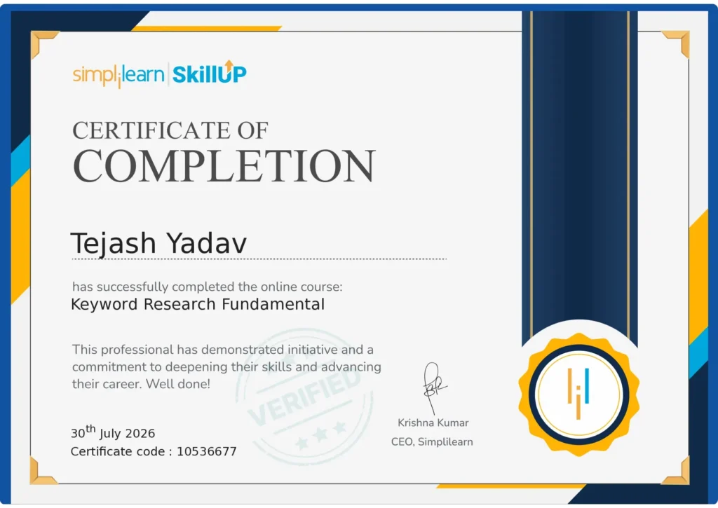 Keyword Reseach - Certificate